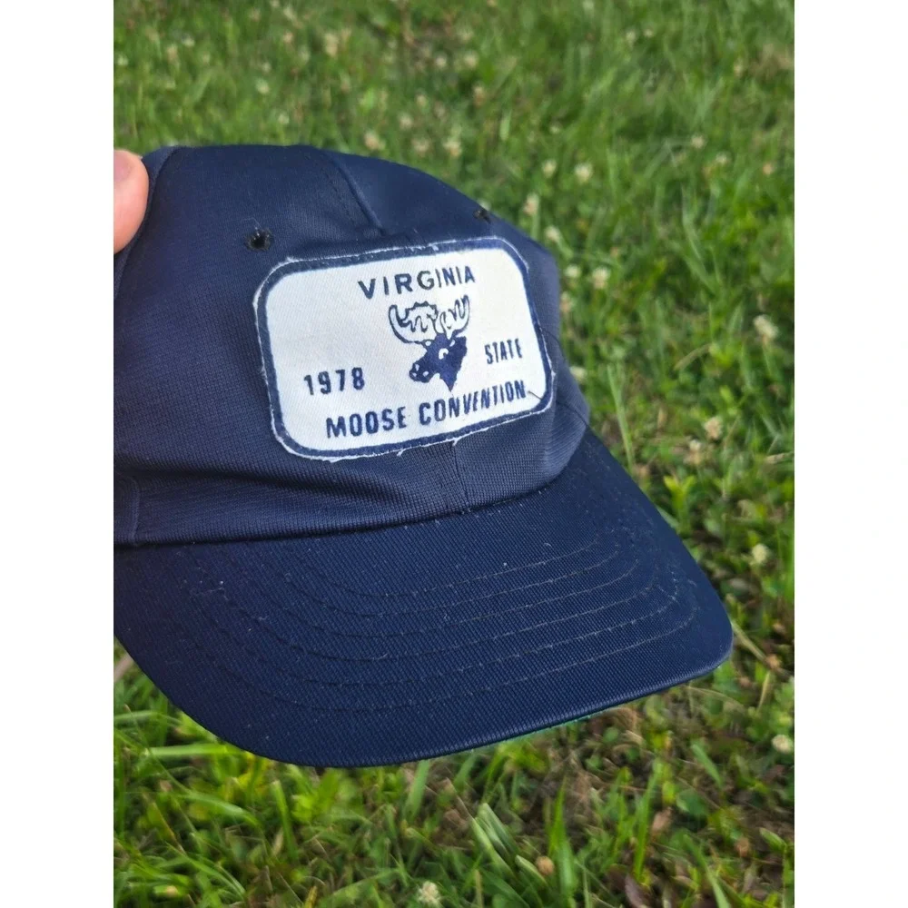 Virginia Moose Convention Trucker Hat Cap Patch Snapback Retro Blue Hipster
